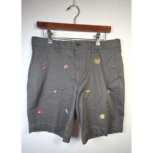 Polo Ralph Lauren Shorts Mens 34 Gray Excellent Embroidered Football Chino